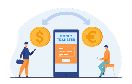 Mobile bank users transferring money 3