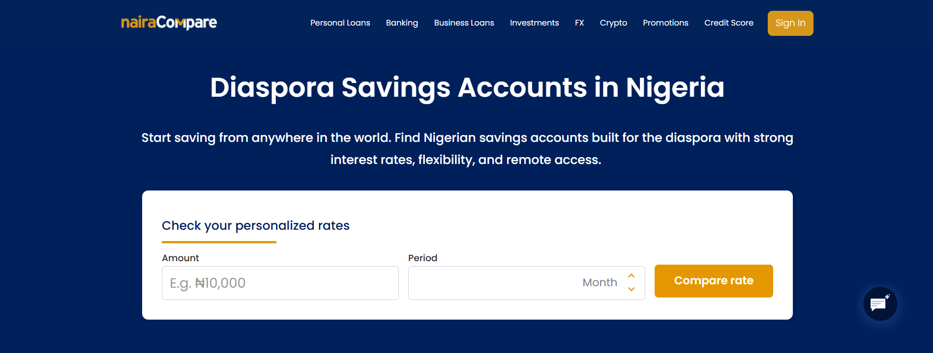 diaspora savings account Nigeria