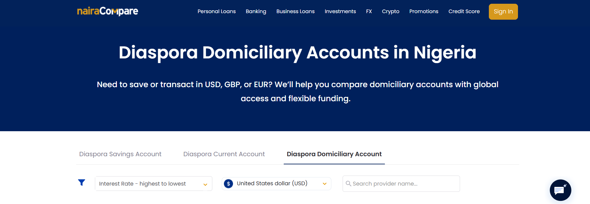 diaspora domiciliary account Nigeria